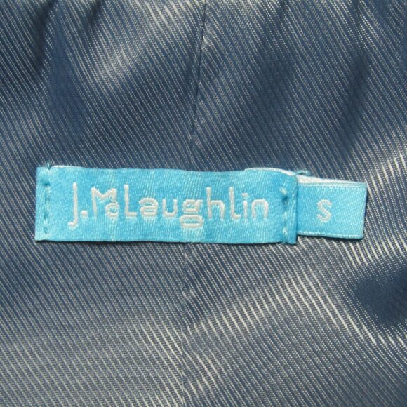 J McLaughlin Cream Blue Gingham Plaid Long Jacket Coat Womens Size S Statement - Picture 5 of 9